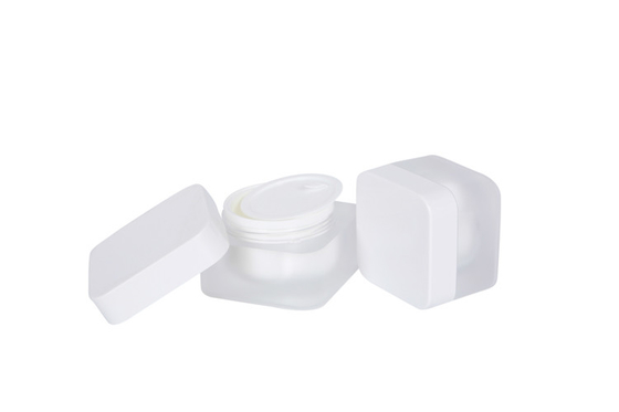 6pcs Froseted White Square Airless Lotion Bottles And Luxury Cream Jar Fancy Cosmetic Skincare Set For Travel Packaging
