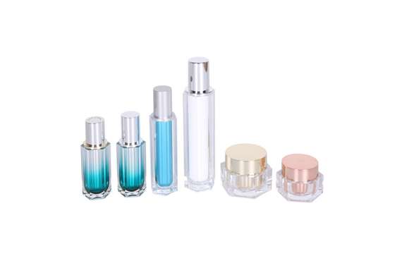 Gradient Color Acrylic 30-50-100ml Polygon Lotion Bottle 30-50g Cream Jar Skincare Cosemtic Packaging